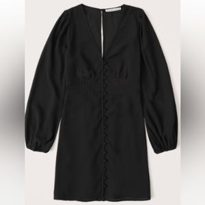 Abercrombie Black Long Sleeve V-Neck Mini Dress (Small)